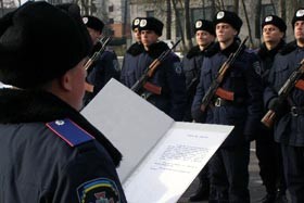 В воинской части 4114 внутренних войск МВД Украины приняли присягу на верность украинскому народу 75 призывников. 